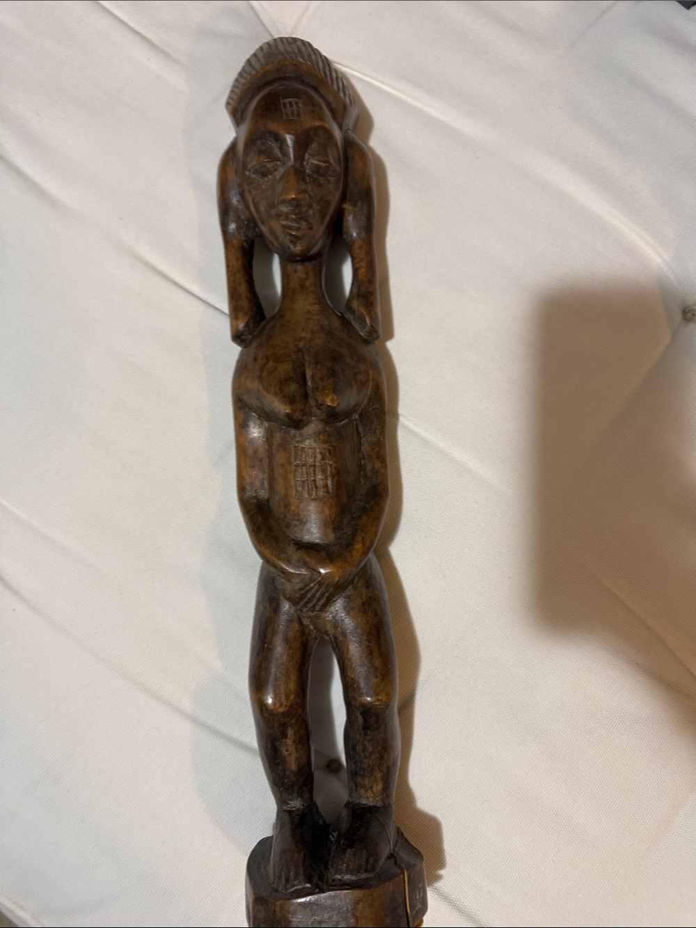 Hand-Carved Brown Wooden Figurine Sculpture - Unknown Brand